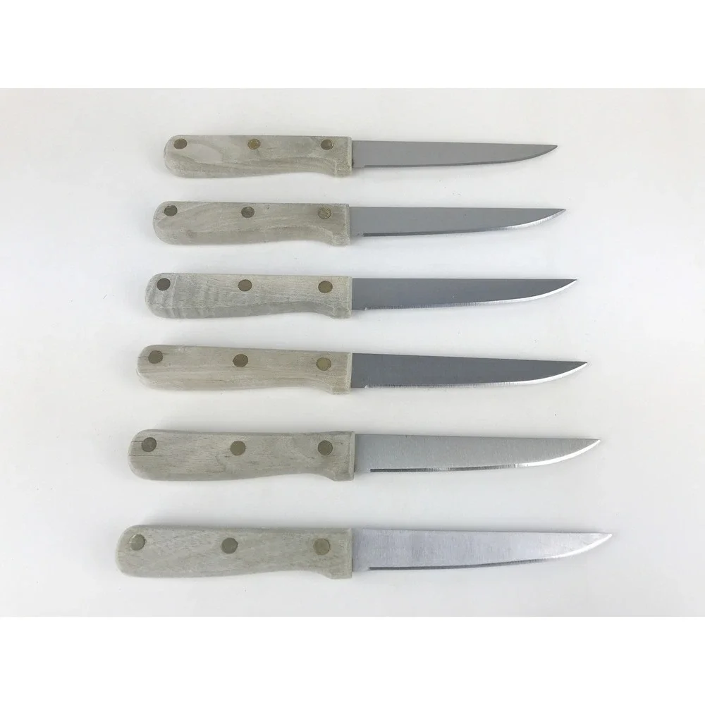 Lot of 6 - Chicago Cutlery‎ 3112M Steak Knives Wood Handle Kitchen Slicing